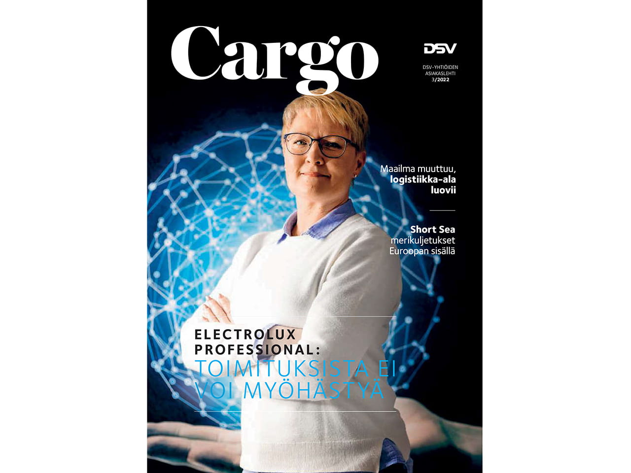 DSV:n asiakaslehti Cargo-asiakaslehti 3/2022. Lehden kansi.